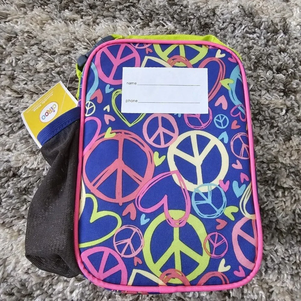 Circo Pet Pals Hearts Peace Sign Insulated Lunch Box Bag Kids School Toddler NWT